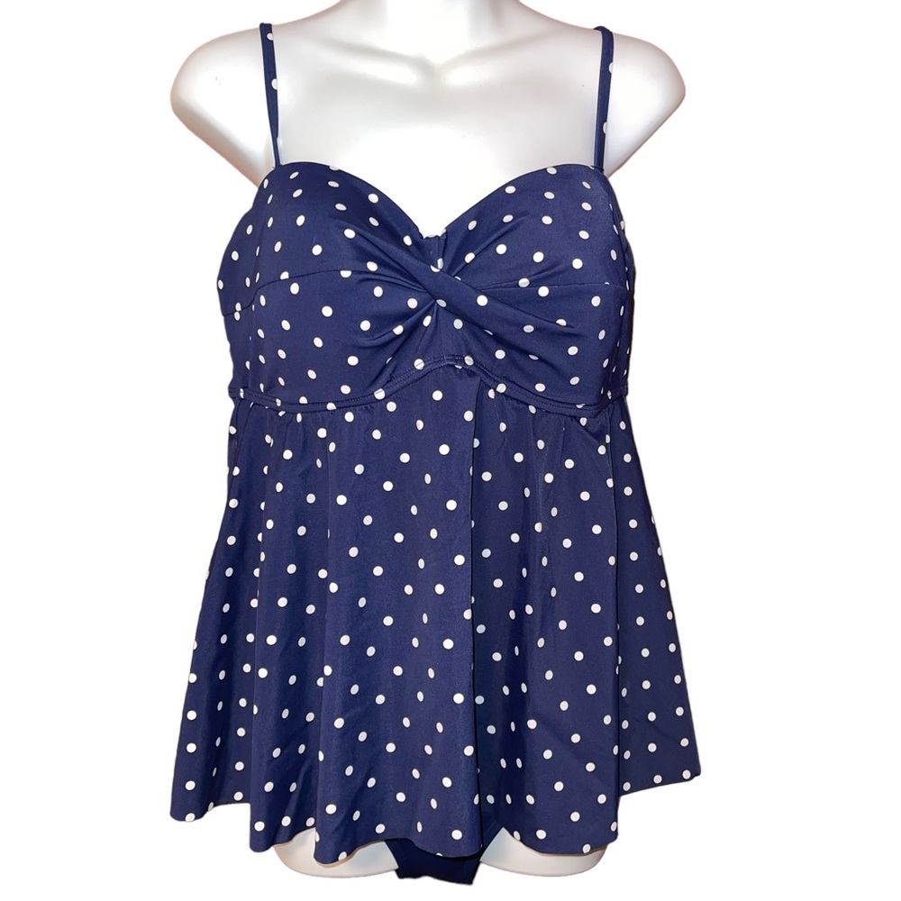 Tropical Escape Women’s One Piece Polka Dot Swimsuit Has Attached Skirt Size 12